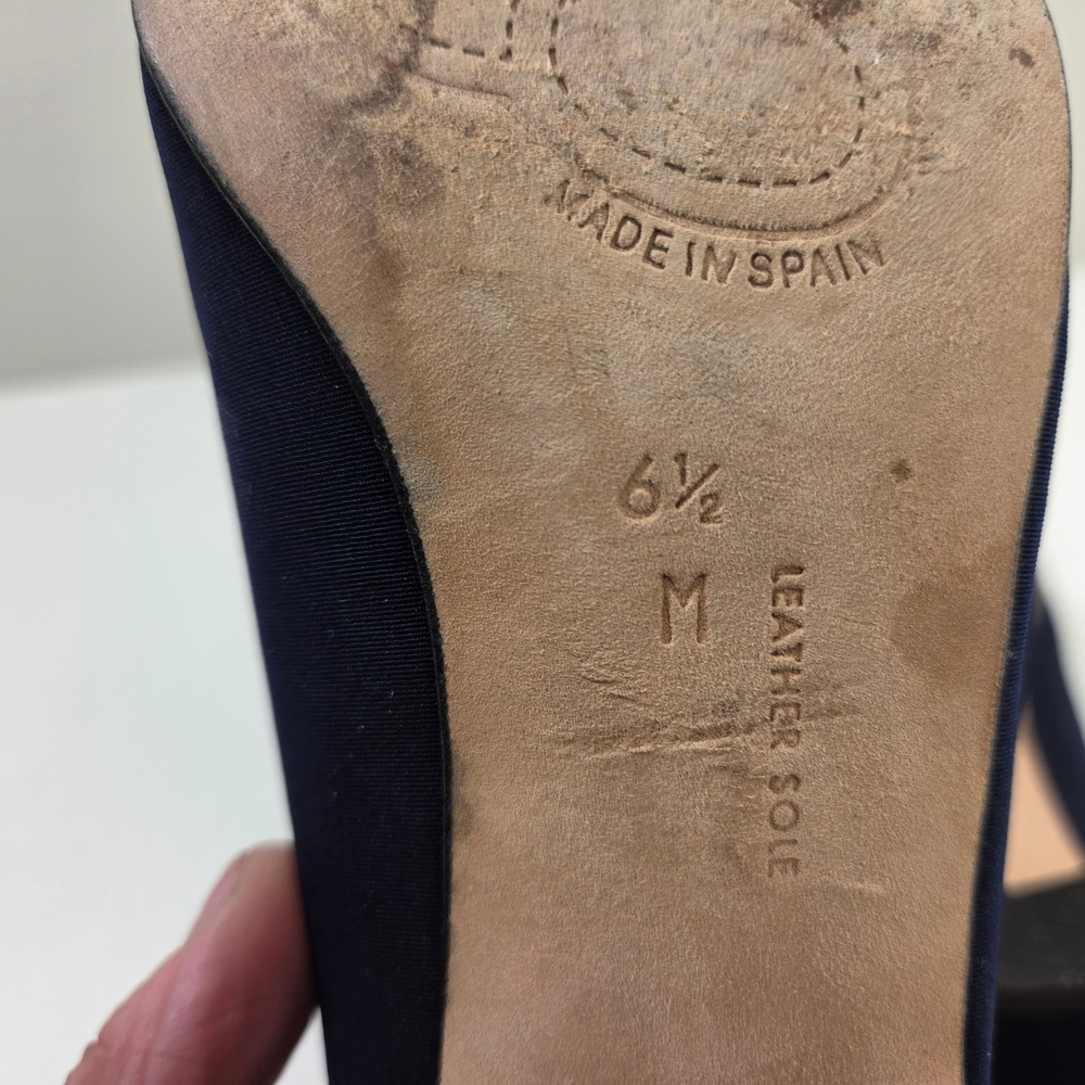 Nina Comfort Navy Blue Square Toe Bow Block Heel Pumps Made in Spain 6.5M - Picture 6 of 9